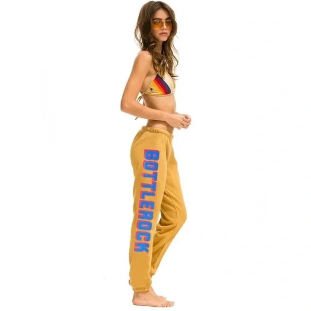 Aviator Nation Women’s Jogger Sweatpants Bottlerock 2023 Tan Large